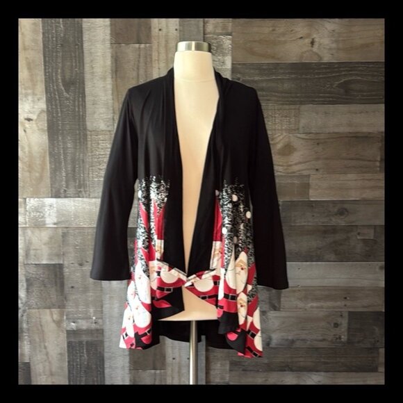 Santa Claus snowflake cascading cardigan small Christmas holiday party winter - Picture 1 of 11